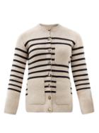 Matchesfashion.com Khaite - Suzette Striped Cashmere-blend Cardigan - Womens - Black Multi