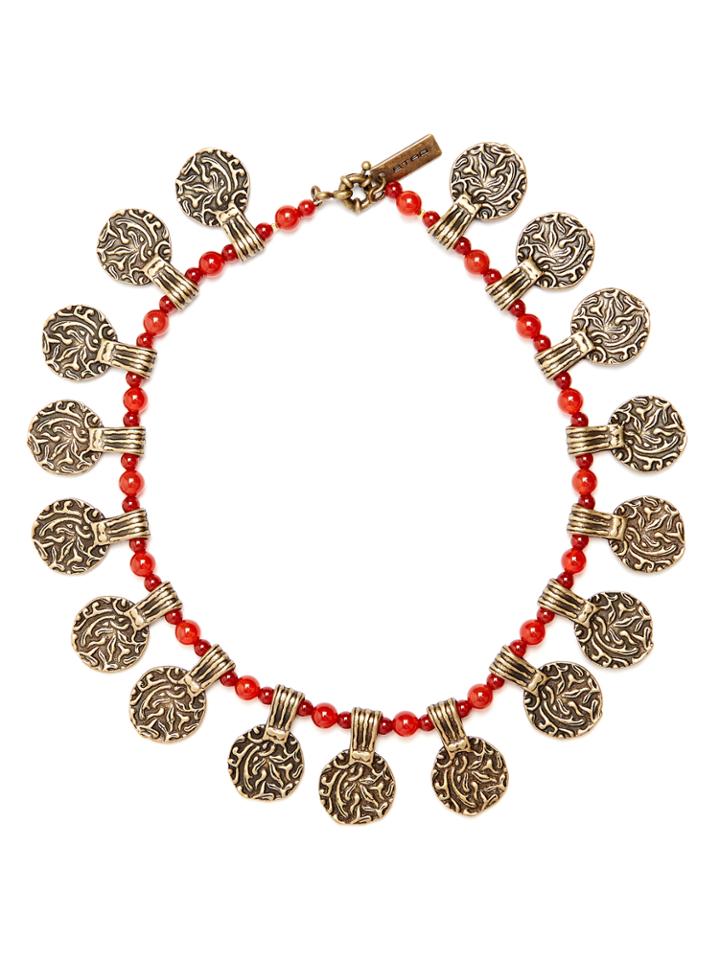 Etro Engraved-pendant Beaded Necklace