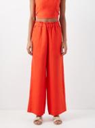 Casa Raki - Natalia Organic-linen Wide-leg Trousers - Womens - Mid Red