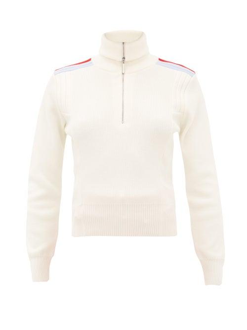Matchesfashion.com Cordova - Re Shoulder-stripe Quarter-zip Wool Sweater - Womens - Cream