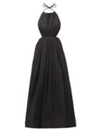 Matchesfashion.com Staud - Georgia Halterneck Cotton-blend Faille Dress - Womens - Black