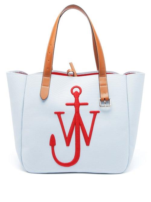 Matchesfashion.com Jw Anderson - Belt Embroidered-anchor Canvas Tote Bag - Mens - Blue Multi