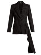 Matchesfashion.com Alexander Mcqueen - Draped Pinstripe Wool Jacket - Womens - Black