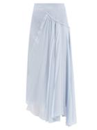 Matchesfashion.com Rochas - Asymmetric Pliss Silk-crepe Skirt - Womens - Light Blue