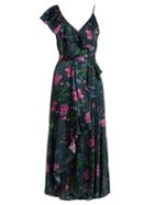 Matchesfashion.com Borgo De Nor - Isadora Surreal Print Ruffle Trimmed Satin Dress - Womens - Green Print
