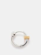 Era - Mini 18kt White Gold Single Earring - Womens - White Gold Multi