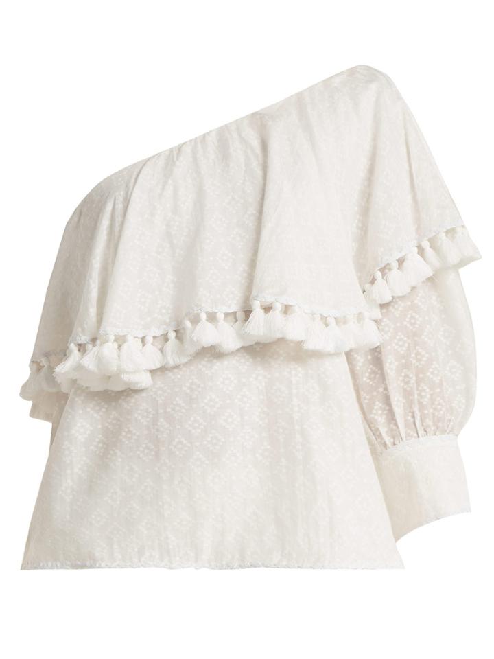 Talitha Tassel-trimmed Cotton And Silk-blend Top