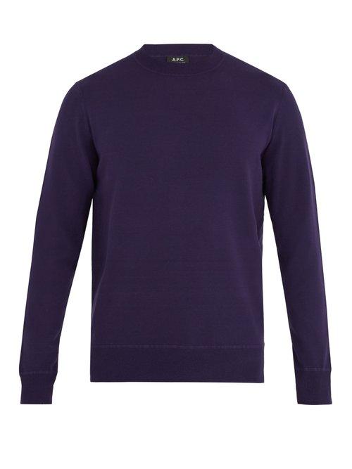 Matchesfashion.com A.p.c. - Ronnie Crew Neck Jersey Sweatshirt - Mens - Navy