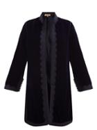 Matchesfashion.com Muzungu Sisters - Fatima Woven-trim Velvet Jacket - Womens - Navy