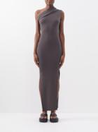Rick Owens - One-shoulder Ribbed Wool-jersey Dress - Womens - Dark Beige