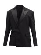 Matchesfashion.com Balmain - Wraparound Monogram-jacquard Blazer - Mens - Black