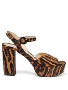 Matchesfashion.com Prada - Tiger Print Calf Hair Platform Sandals - Womens - Brown Multi