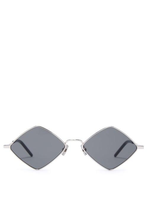 Matchesfashion.com Saint Laurent - Diamond Metal Sunglasses - Mens - Silver
