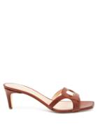 Matchesfashion.com Rupert Sanderson - Emblem Pebble-cutout Leather Mules - Womens - Brown