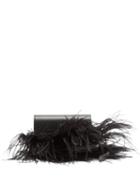 Matchesfashion.com Marques'almeida - Feather-trimmed Leather Belt Bag - Womens - Black