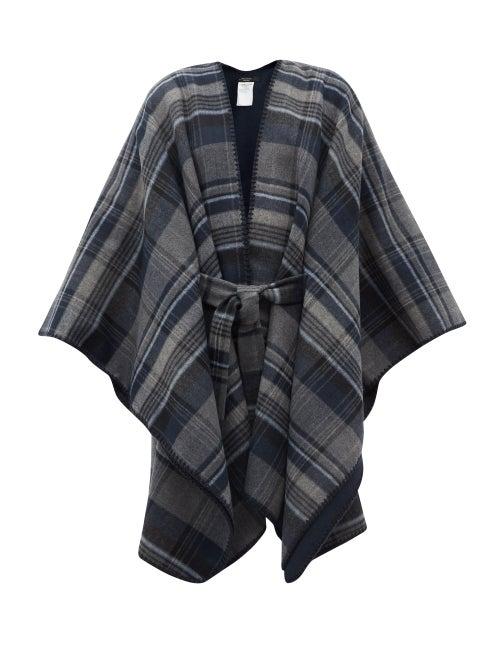 Ladies Accessories Weekend Max Mara - Checked Shawl - Womens - Blue Multi