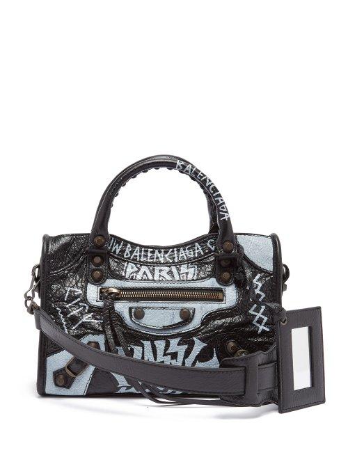 Matchesfashion.com Balenciaga - Classic City Mini Graffiti Bag - Womens - Black White