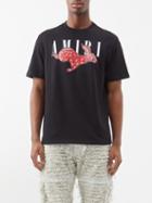 Amiri - Rabbit-appliqu Cotton-jersey T-shirt - Mens - Black