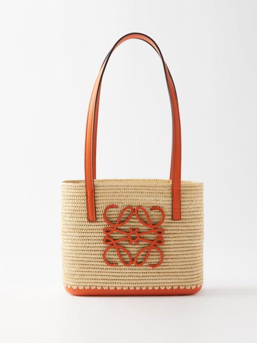 Loewe Paula's Ibiza - Anagram-logo Mini Raffia Basket Bag - Womens - Orange Multi
