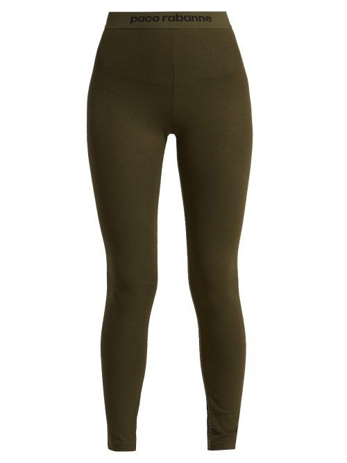 Matchesfashion.com Paco Rabanne - Bodyline Logo Jacquard Performance Leggings - Womens - Khaki