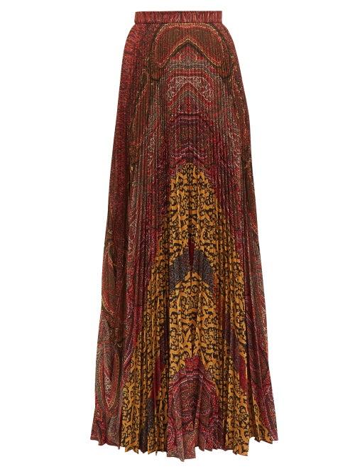 Matchesfashion.com Etro - Devon Pleated Paisley Print Maxi Skirt - Womens - Brown Multi