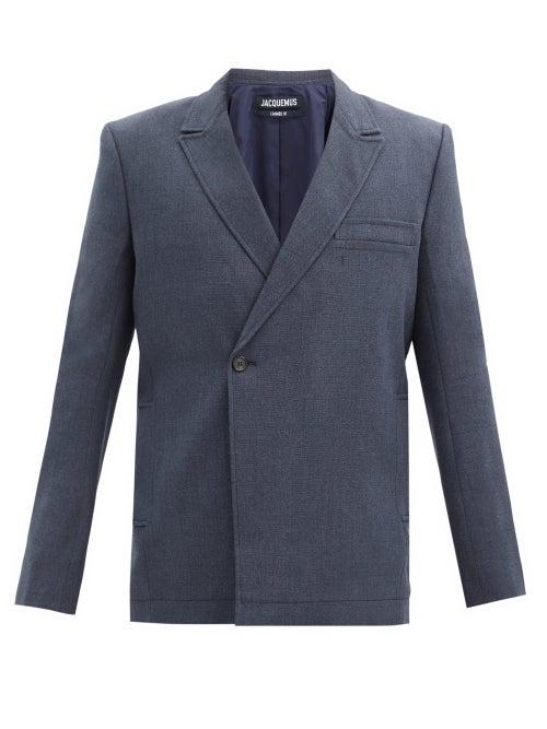 Matchesfashion.com Jacquemus - Moulin Double-breasted Wool-blend Canvas Blazer - Mens - Navy