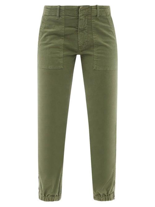 Ladies Rtw Nili Lotan - Cotton-blend Cropped-leg Trousers - Womens - Khaki