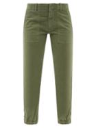 Ladies Rtw Nili Lotan - Cotton-blend Cropped-leg Trousers - Womens - Khaki