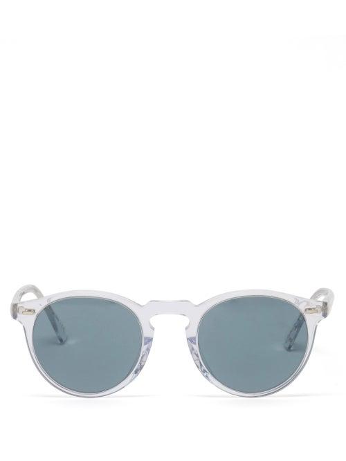 Mens Eyewear Oliver Peoples - Gregory Peck Round Acetate Sunglasses - Mens - Crystal