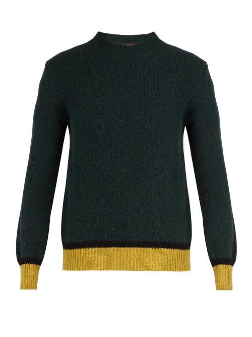 Matchesfashion.com The Gigi - Contrast Trim Alpaca And Wool Blend Sweater - Mens - Green