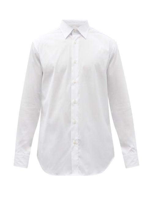 Matchesfashion.com Brioni - Spread-collar Cotton-blend Poplin Shirt - Mens - White