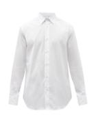 Matchesfashion.com Brioni - Spread-collar Cotton-blend Poplin Shirt - Mens - White