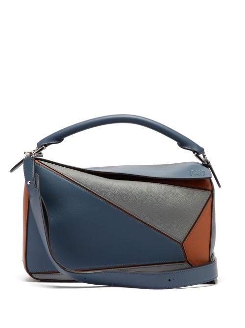 Matchesfashion.com Loewe - Puzzle Medium Grained Leather Cross Body Bag - Womens - Blue Multi