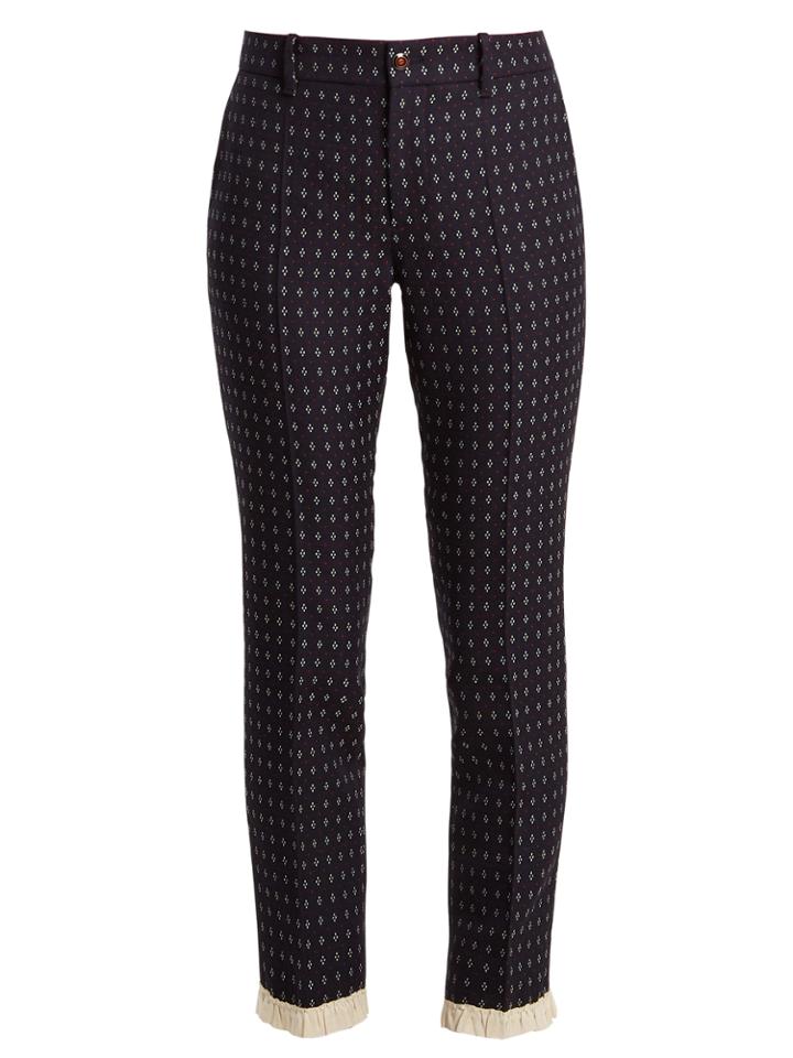 Gucci Geometric-embroidered Wool-twill Trousers