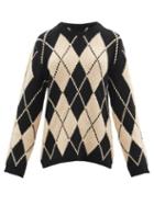 Matchesfashion.com Khaite - Siro Argyle-knit Cashmere-blend Sweater - Womens - Black Beige