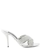 Dolce & Gabbana - Keira Crystal-embellished Leather Mules - Womens - Silver