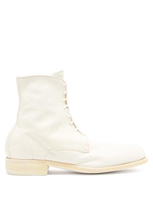 Matchesfashion.com Guidi - Grained-leather Lace-up Boots - Mens - White