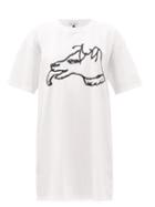 Matchesfashion.com Bella Freud - Dog-print Organic-cotton Jersey T-shirt Dress - Womens - White