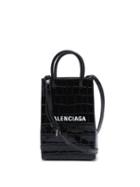 Matchesfashion.com Balenciaga - Shopping Mini Croc-efffect Leather Cross-body Bag - Womens - Black