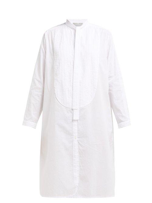 Matchesfashion.com Queene And Belle - Iona Pintucked Cotton Shirtdress - Womens - White