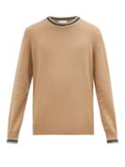 Matchesfashion.com Brunello Cucinelli - Striped Cashmere Sweater - Mens - Camel