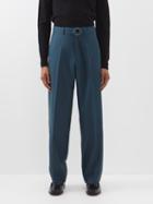 Paul Smith - Pleated Belted Wool Trousers - Mens - Turquoise
