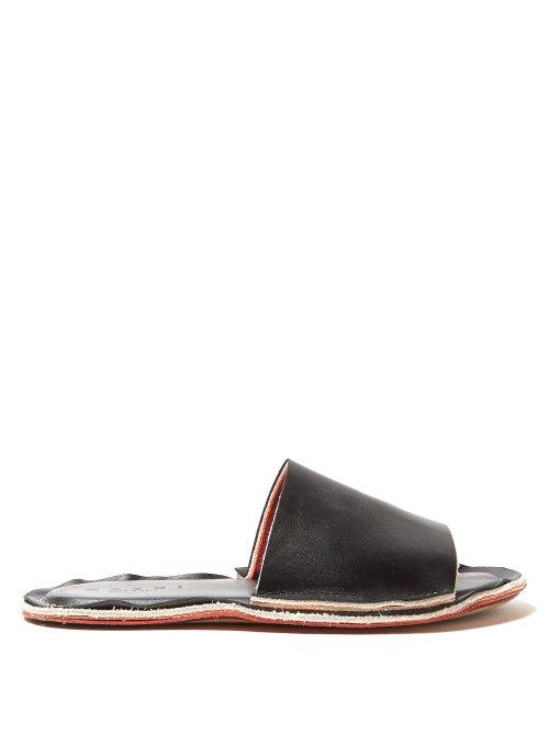 Matchesfashion.com Marni - Raw Edge Leather Slides - Womens - Black