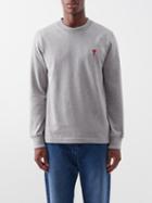 Ami - Ami De Caur Organic-cotton Long-sleeved T-shirt - Mens - Grey