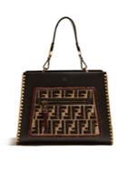 Fendi Runaway Embroidered-raffia And Leather Bag