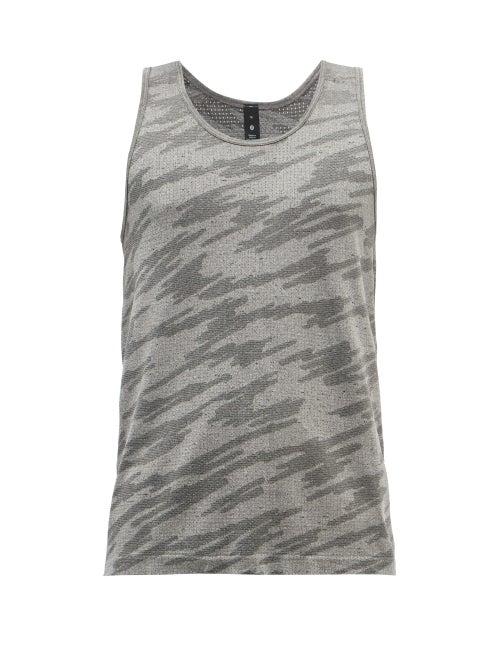 Mens Activewear Lululemon - Metal Vent 2.0 Printed Silverescent-mesh Tank Top - Mens - Black