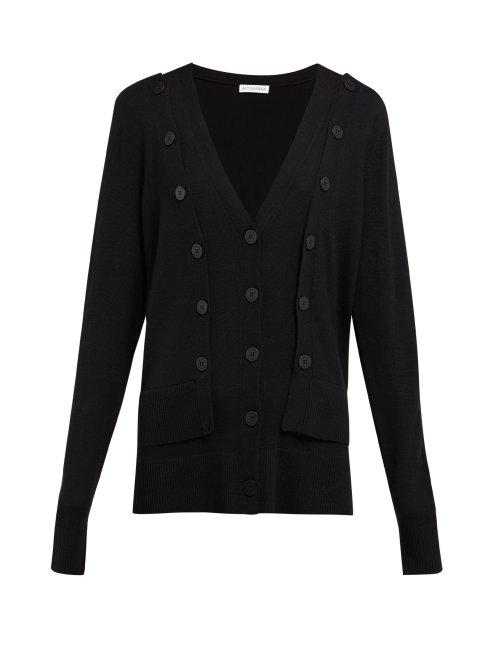 Matchesfashion.com Altuzarra - Tramonti Cut Out Shoulder Wool Cardigan - Womens - Black