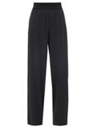 Raey - Elasticated-waist Silk-blend Wide-leg Trousers - Womens - Black