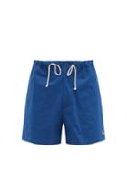 Matchesfashion.com Jil Sander - Logo-patch Slubbed-cotton Shorts - Mens - Blue