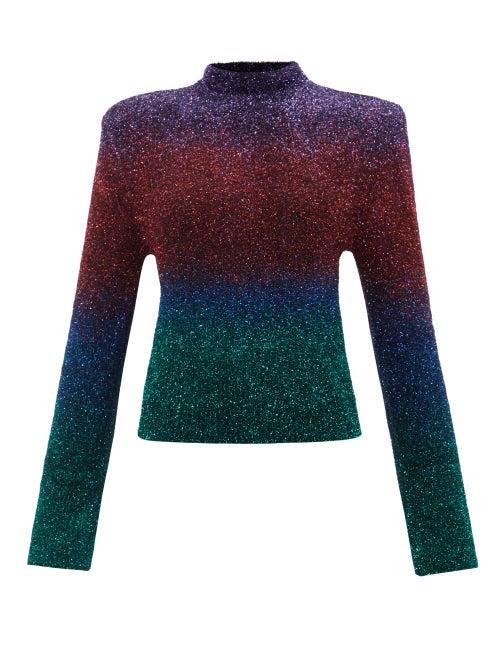 The Attico - Padded-shoulder Lam Sweater - Womens - Multi